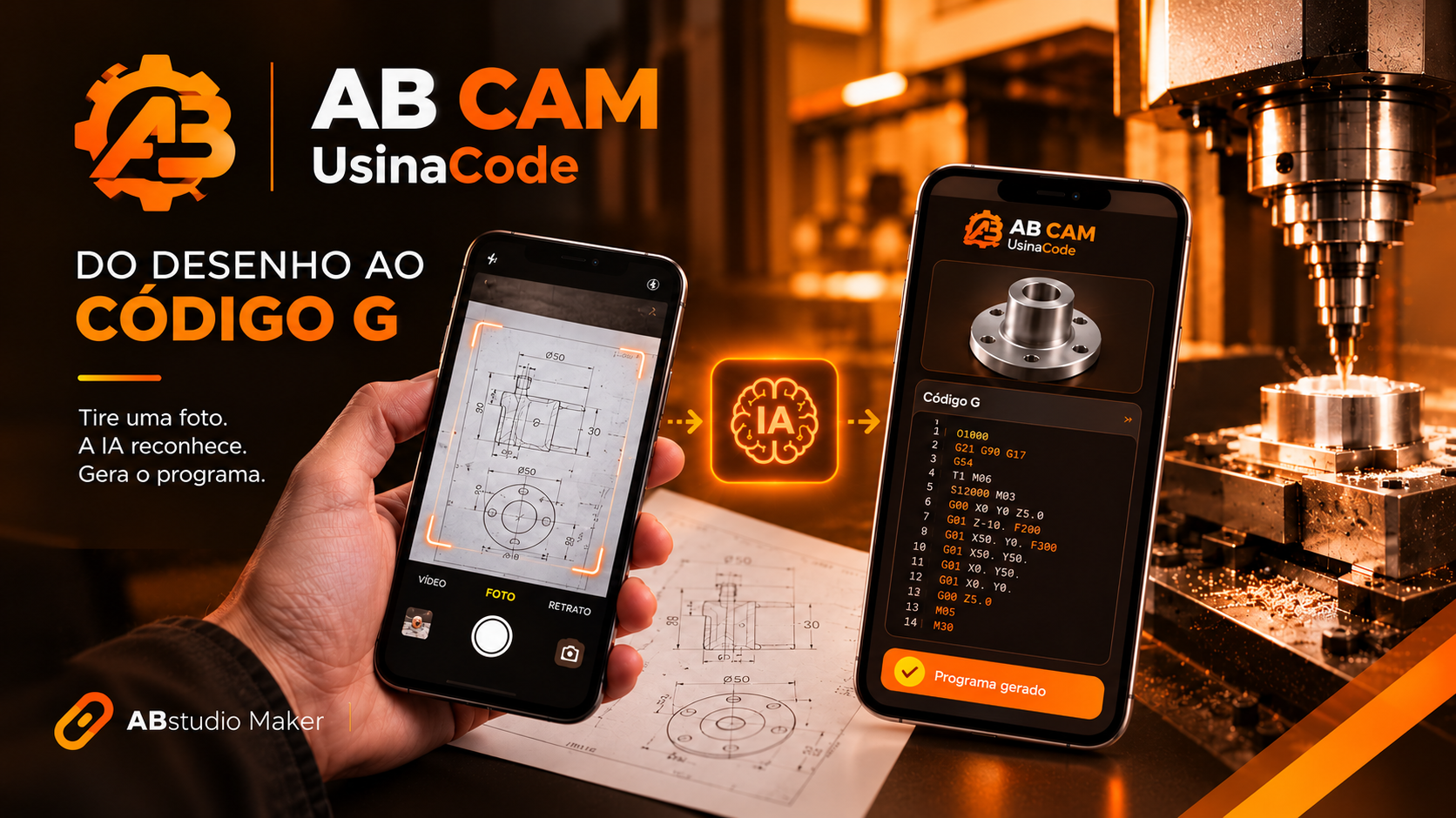 AB Cam UsinaCode: Código G para CNC pelo Celular
